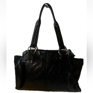 HOBO The Original Distressed Leather Black Shoulder Bag Purse Satchel